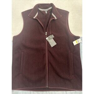 NWT Van Heusen Sleeveless Soft Touch Fleece Vest Full Zip Men's Maroon Sz M￼